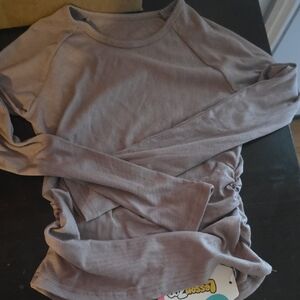 Ribbed Long Sleeve Top in Taupe - Women's Casual Top